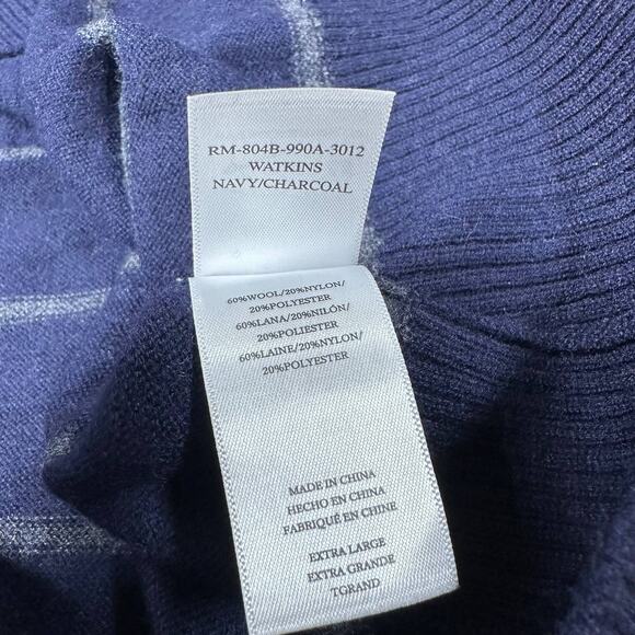 Rails NWT Watkins Navy Charcoal Striped Wool Blend Long Sleeve Sweater Size XL - Picture 9 of 12
